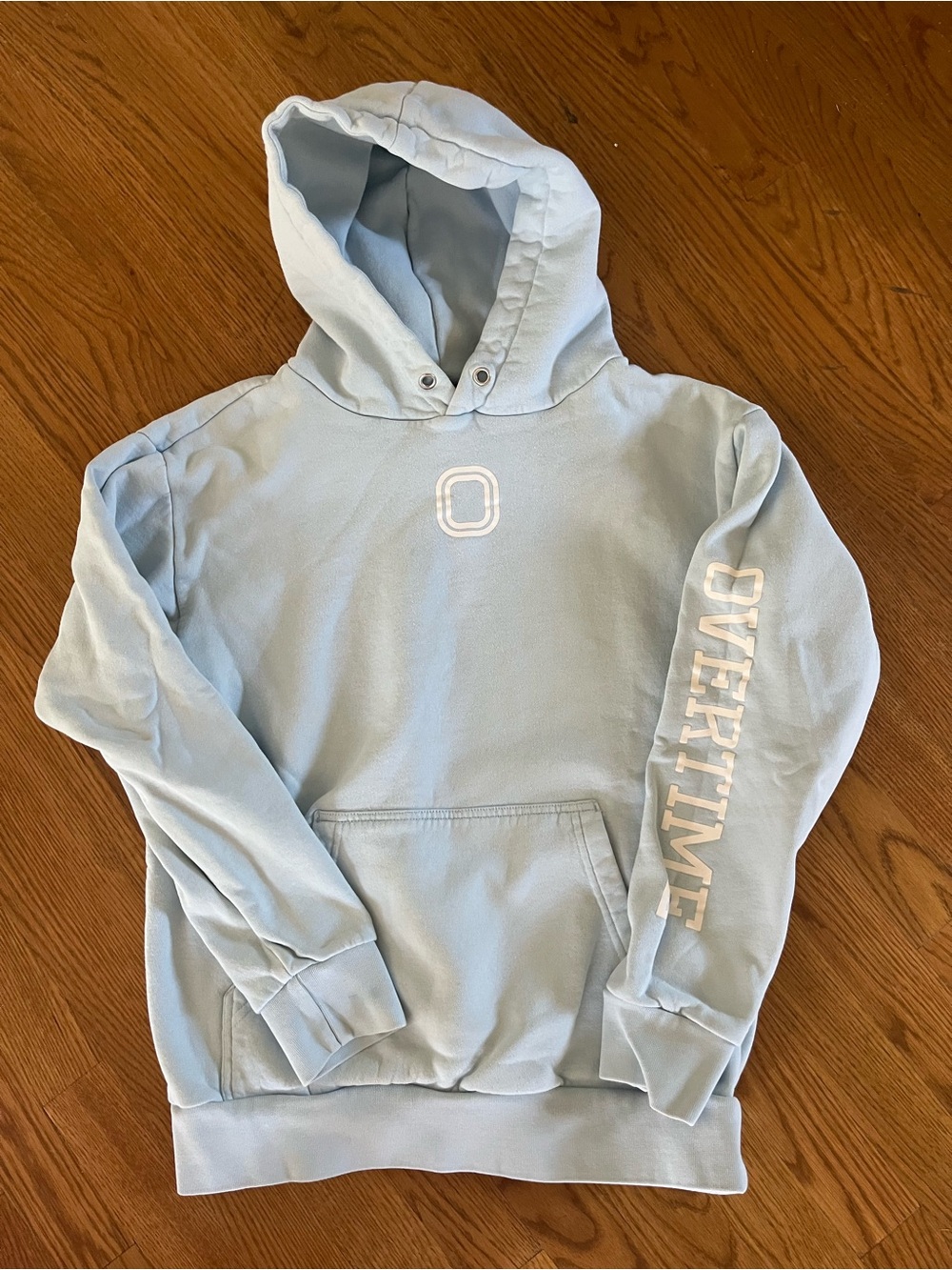 Overtime Classic Block Hoodie Light Ice Blue Sleeve Graphic - size S
